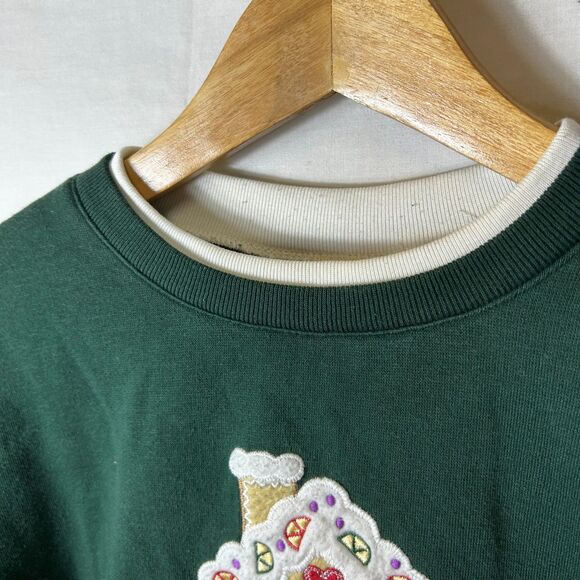 Vintage Bold Spirit Green Gingerbread Cookies Grandma Christmas Sweatshirt Sz M - Picture 6 of 10